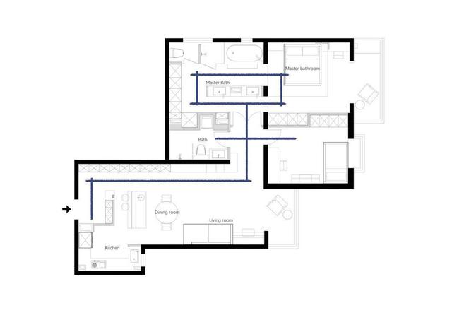 110平两居室，还能拥有25平超大卫生间，充分利用每一寸空间(图4)